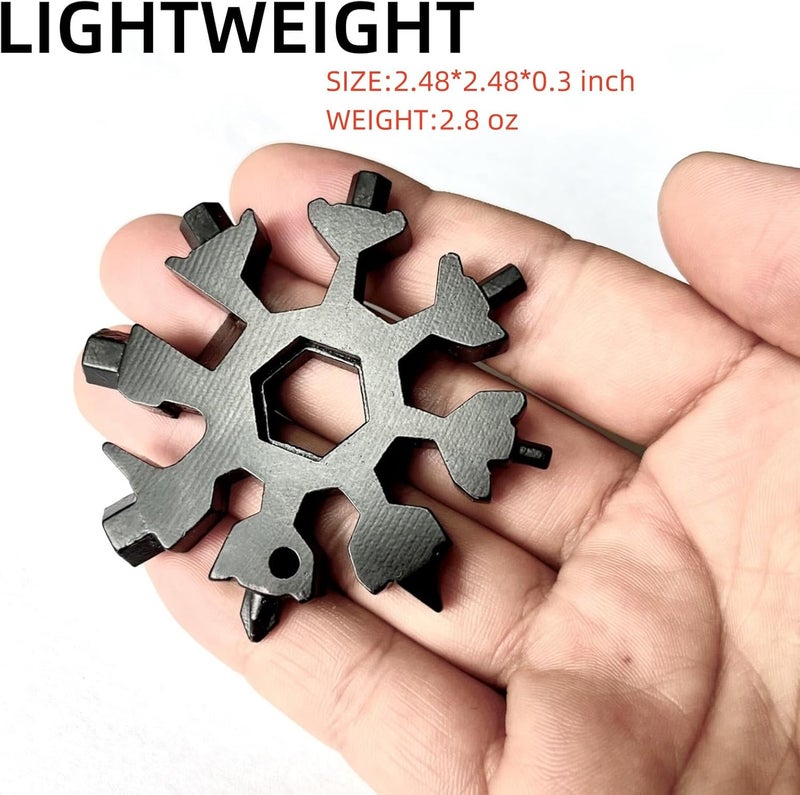 FODARSAI Stocking Stuffers for Men, 18-in-1 Snowflake Multi Tool, Cool Camping Tool Gadgets for Men, Unique Gifts for Dad, Husband, Boyfriend (Silver+Black) - Image 5
